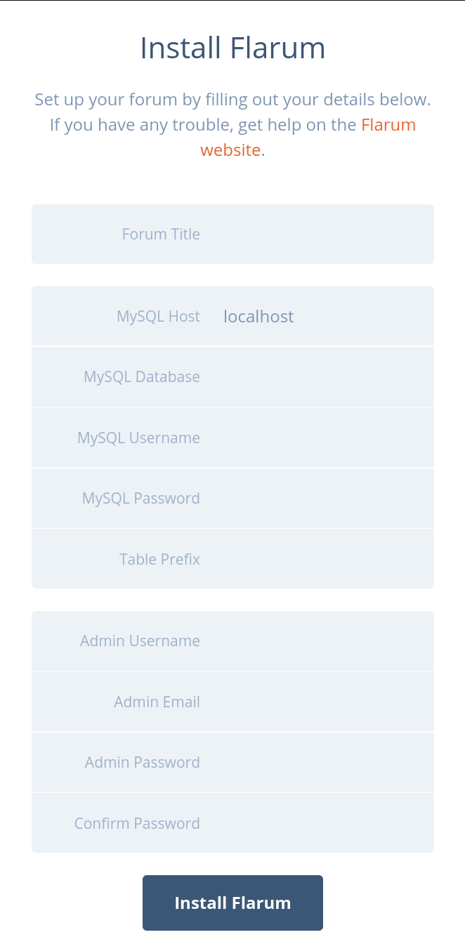 Flarum 网页版安装界面